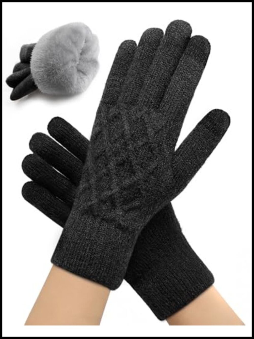 Wool Blend Winter Gloves Touchscreen Knit Thermal Lined Cold Weather